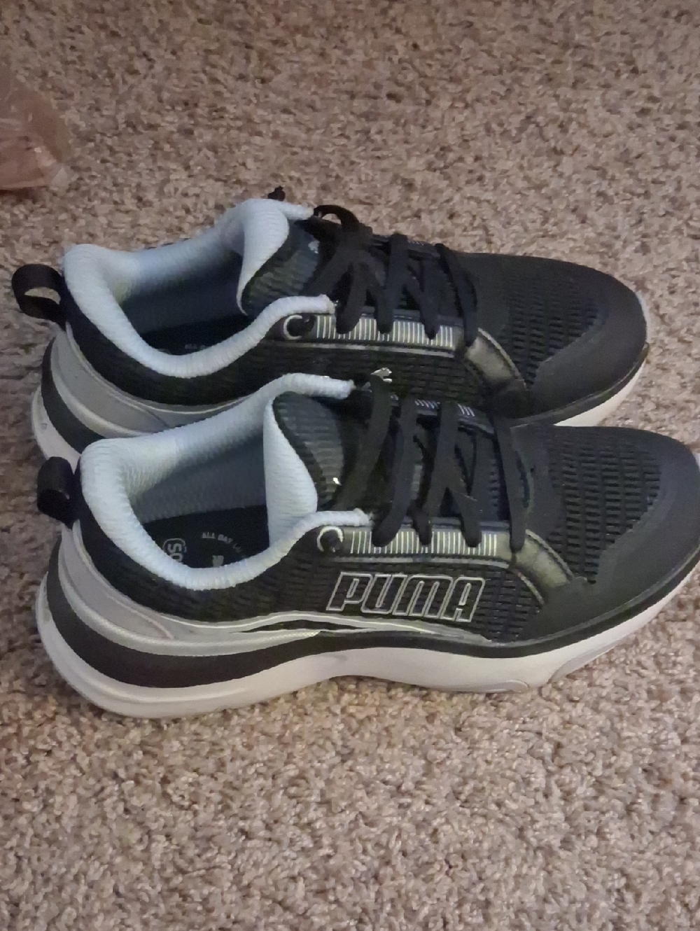 Puma Black and White Chunky Lace-Up Sneakers